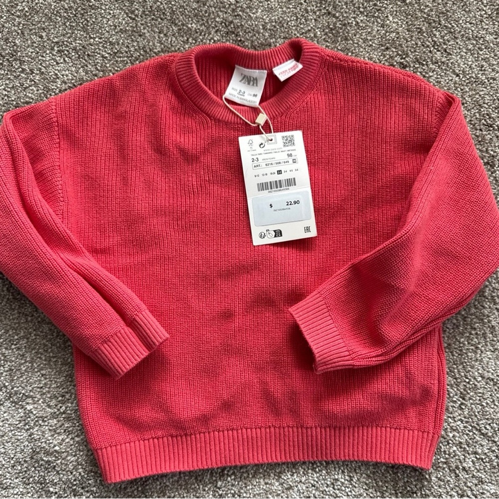 Zara spring knit coral Knit Sweater